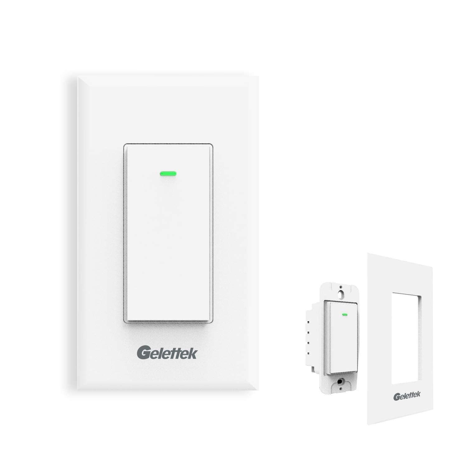 Wi-Fi Smart Wall Light Switch,Touch,Voice and Remote Control Lights and Appliances Timing Function Compatible with Alexa and Google Assistant,No Hub Required, Natural Wire Required-15A Physical Key