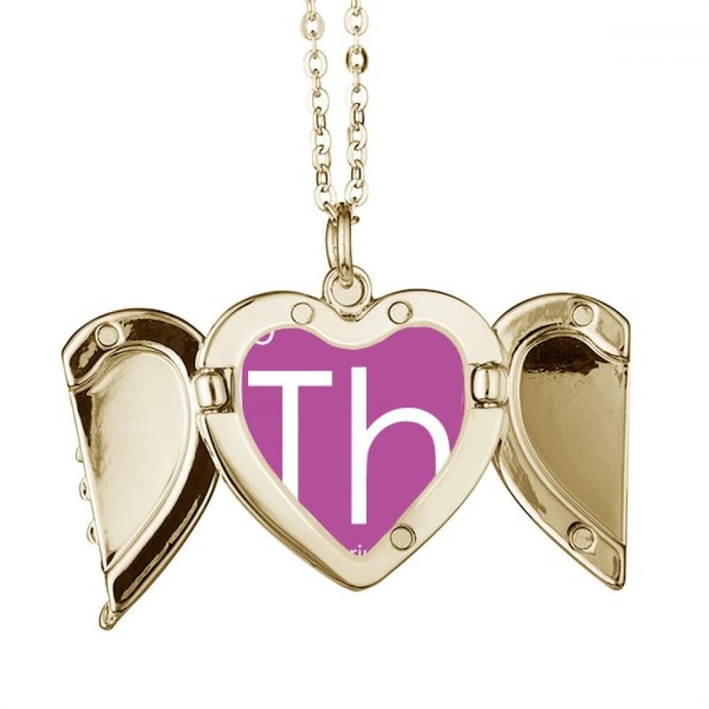 Chestry Elements Period Table Actinide Thorium Th Folded Wings Peach Heart Pendant Necklace