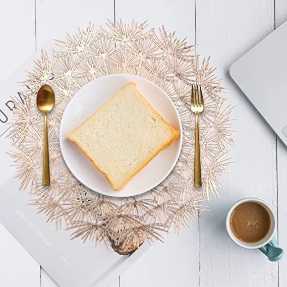 HomeCloud Polyvinyl Chloride Table mat Round ShapeTable mat Round Cutwork Design mat Dining Table mats Dressing Table MATS Bed Side Table mats(Sun_Gold,1)