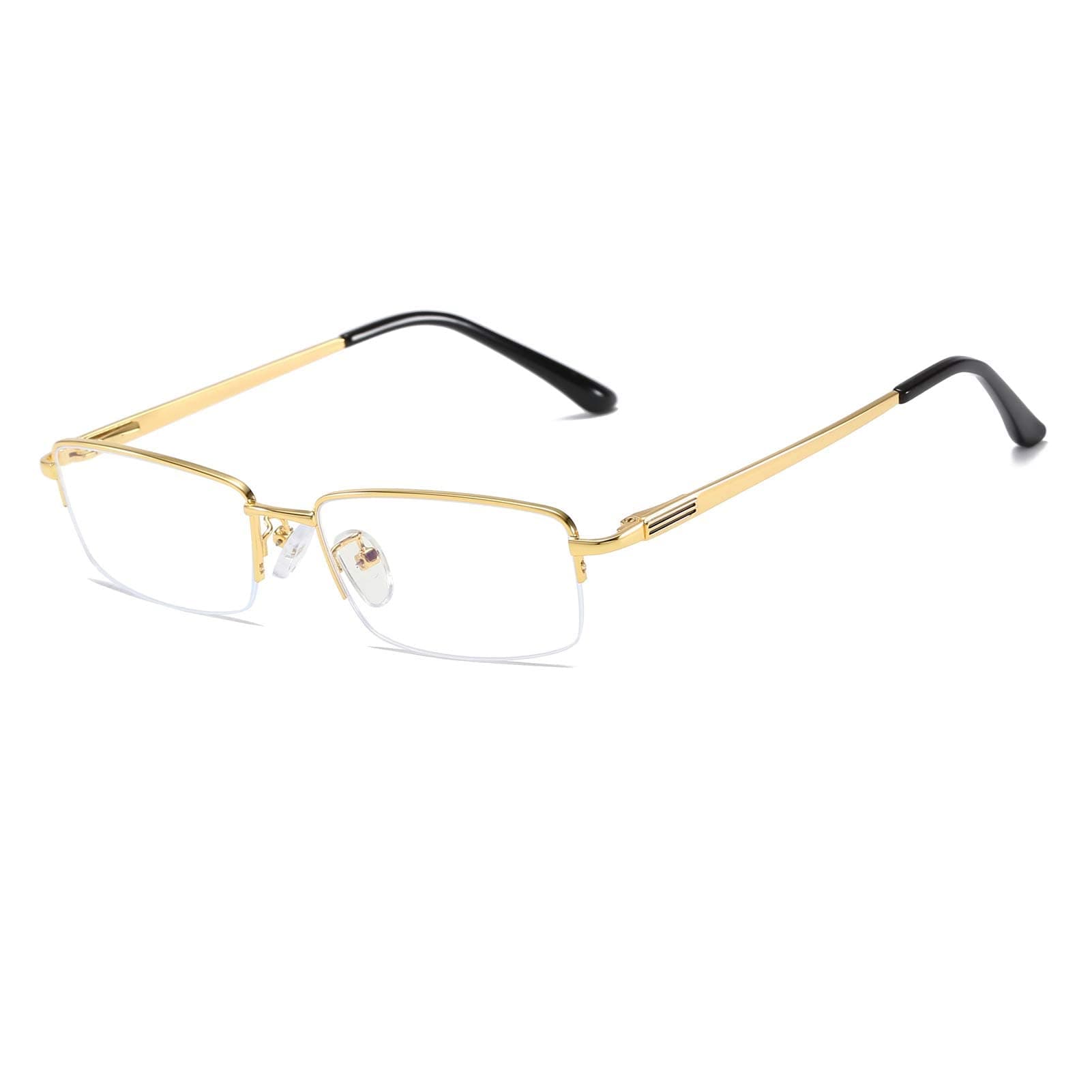 Half Rimless Metal Eyewear Frames Blue Light Blocking Transparent Lens Business Glasses