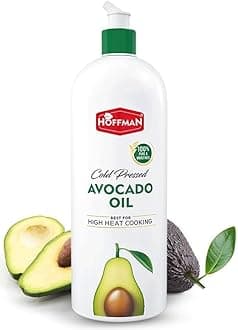 HOFFMAN Cold Pressed Avocado Oil for Cooking | 100% Pure & Unrefined | Ideal for Frying, Roasting & Sauteing | Neutral Taste (1 Liter)