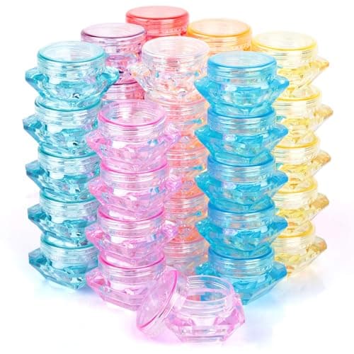 HNYYZL 40Pcs Cosmetic Containers,3 Gram Sample Empty Container Plastic Travel Pot Jar, for Eye Shadow Nails Powder Jewelry Earrings Lotion Cream Sample Make-up Storage(8 Colors, 3ML)