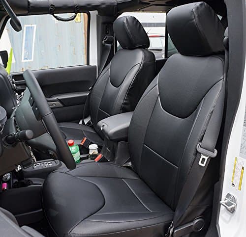 Iggee Black Artificial Leather Custom Made Original fit Front seat Cover for Jeep Wrangler 2013-2016