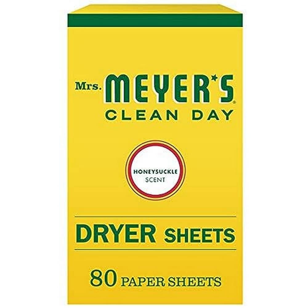 CLEAN DAY Dryer Sheets, Fabric Softener, Reduces Static, Infused with Essential Oils, Honeysuckle, 80 Count