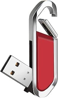 64GB USB Flash Drive Portable Metal Thumb Drive with Keychain USB 2.0 Memory Stick Pen Drive for External Data Storage, Red