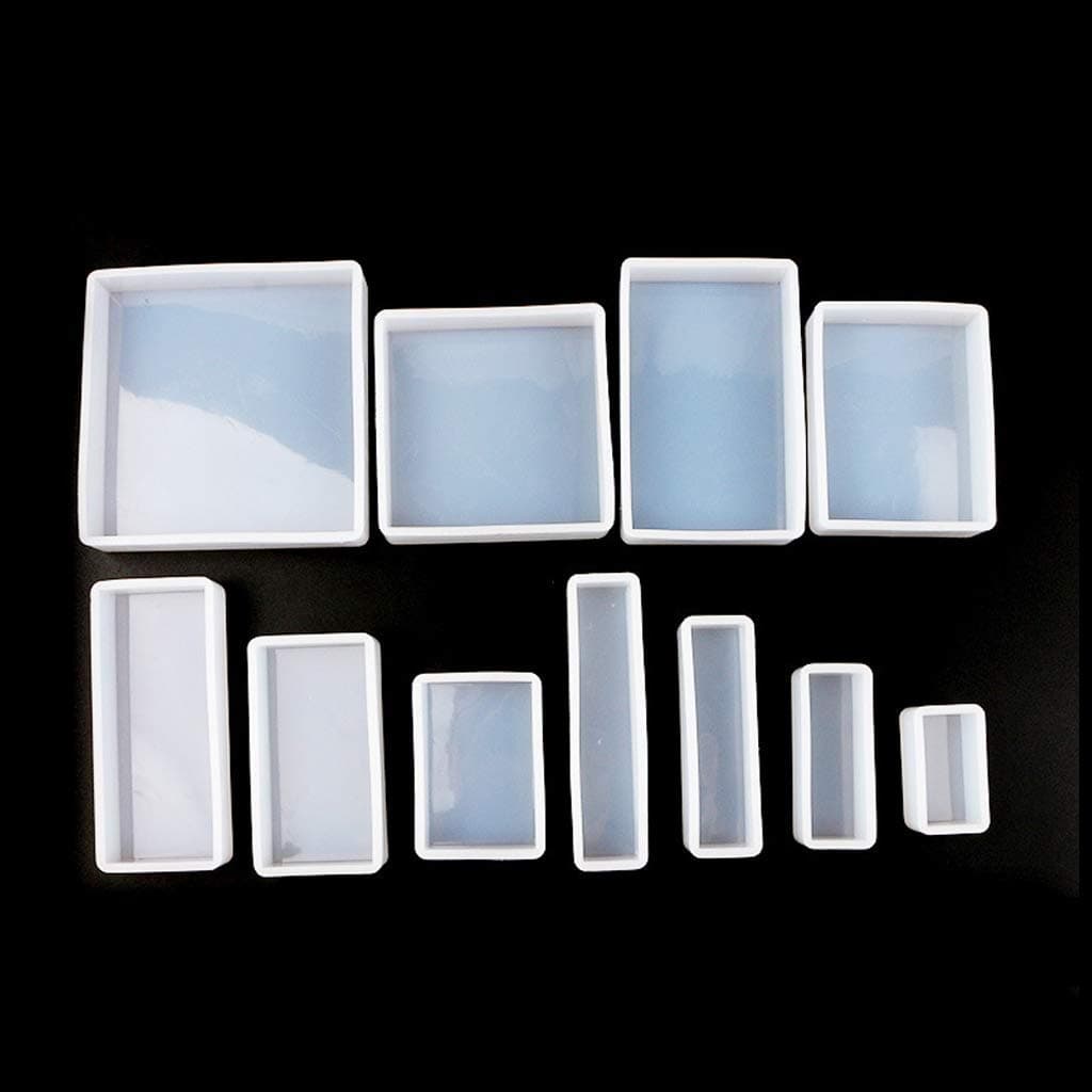 Misright Epoxy Resin Silicone Molds,11Pcs Square Rectangle Cubic Molds Kit Resin Casing Craft Jewelry Making Tools
