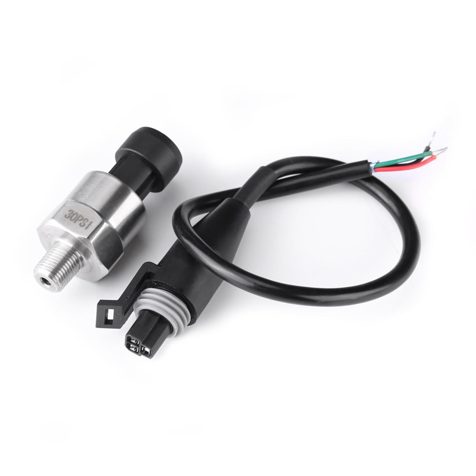 DC 5V Pressure Sensor 1/8 Inch NPT Threaded Pressure Transducer Sensor, Stainless Steel Pressure Sensor Transmitter Pressure Transmitter for Water, Fuel, Air(30PSI)