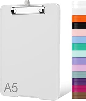 Piasoenc Small Clipboard with Storage, A5 Clipboard with Pen Holder, Plastic Clipboard with Low Profile Clip for Nurses, Teachers, Lawers, Translucent