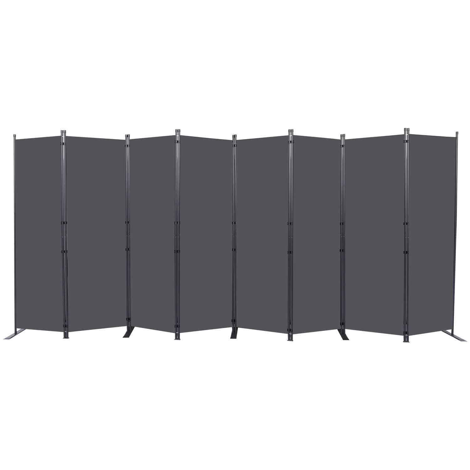 Room Divider, 8 Panel Folding Privacy Screens with Wider Support Feet, 6 Ft Portable Room Partition for Room Separator, 176" W X 71" H, Grey