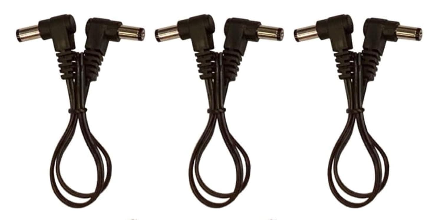 Keen Eye (3) Pack 1 Foot Right Angle DC Power 5.5mm x 2.1mm Flat Patch Cables Wire Male Male