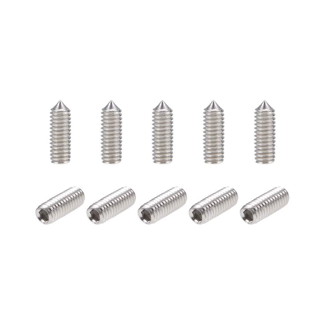 uxcell50Pcs M3x10mm Internal Hex Socket Set Grub Screws Cone Point 304 Stainless Steel Screw