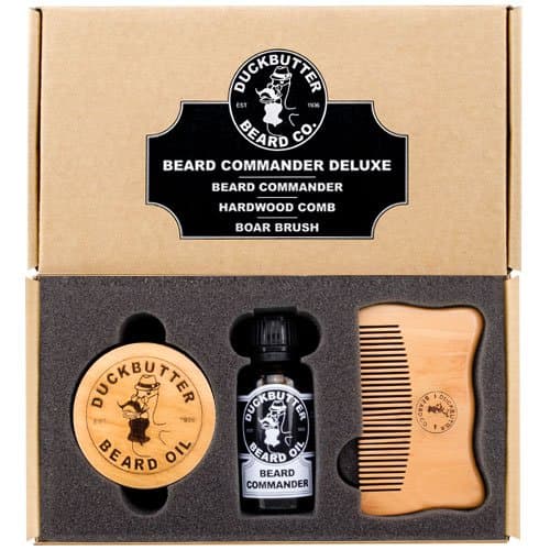 Beard Oil Deluxe Gift Set - Beard Commander with Boar Brush & Comb