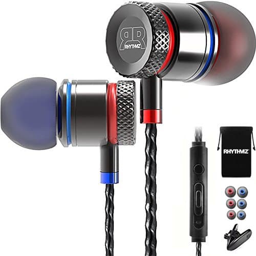 RHYTHMZ ® HD9 Smarttalk [ For iOS & Android ] Professional In-Ear Headphones Earphones with microphone and volume control (Titanium)
