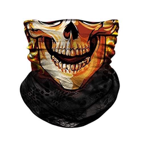 TERNNK Skull Face Mask Half Sun Dust Wind Protection, 3D Tube Mask Seamless Durable Face Mask Bandana Skeleton Face Mask Motorcycle Bike Riding Fishing Hunting Cycling Festival, Many Patterns (F22)