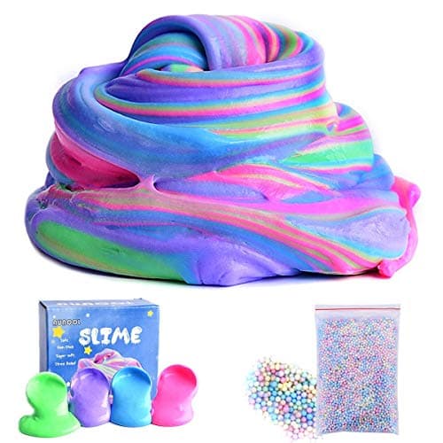 AUNOOL DIY Fluffy Slime - 4 Pack Fluffy Floam Slime Scented Stress Relief Toy for Kids, Super Soft Non Sticky Without Borax (7 OZ)