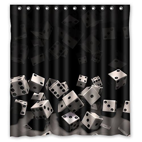 Customized Unique Dice Design Waterproof Polyester Fabric Dicehroom Custom Shower Curtain 66 inch x 72 inch