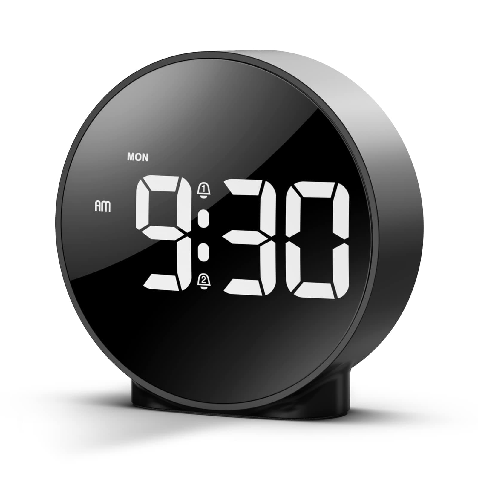 AMIR Digital Alarm Clock, New LED Clock, Small Electronic Clock with 2 Alarms, Snooze, Dimmable Alarm Days Set 12/24H Display, Bedside Clock for Home (Battery/Adapter not Included)