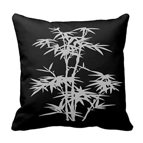Zen Bamboo Asian Style On Black Throw Pillow Case