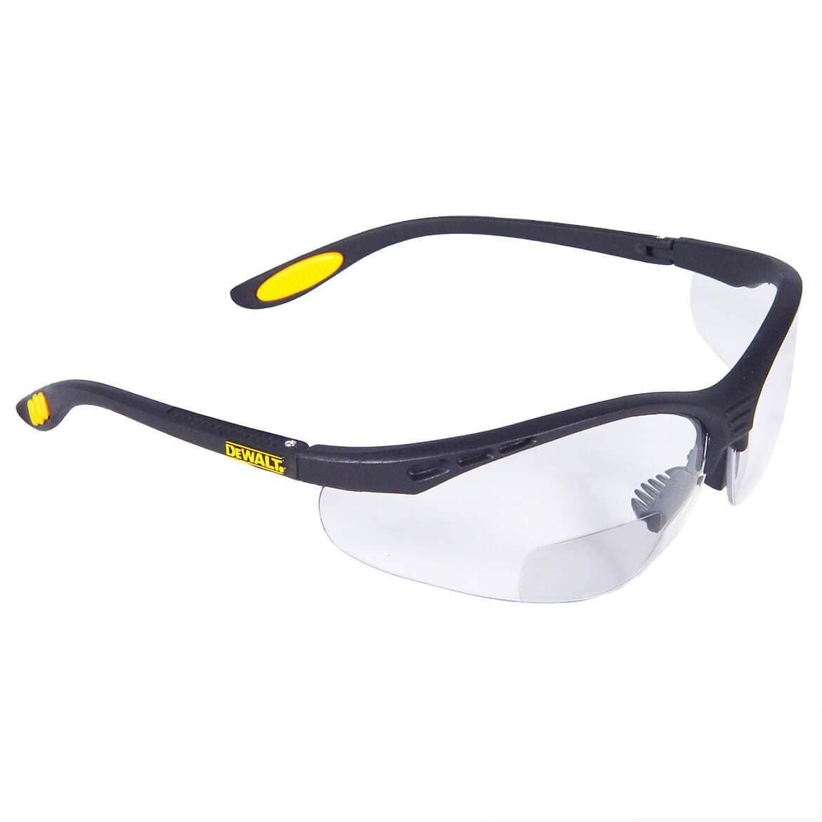 DEWALT DPG59 Reinforcer Rx-Bifocal High Performance Protective Eyeware with Rubber Temples and Protective Eyeglass Sleeve - Clear Lens, 1.0 Diopter