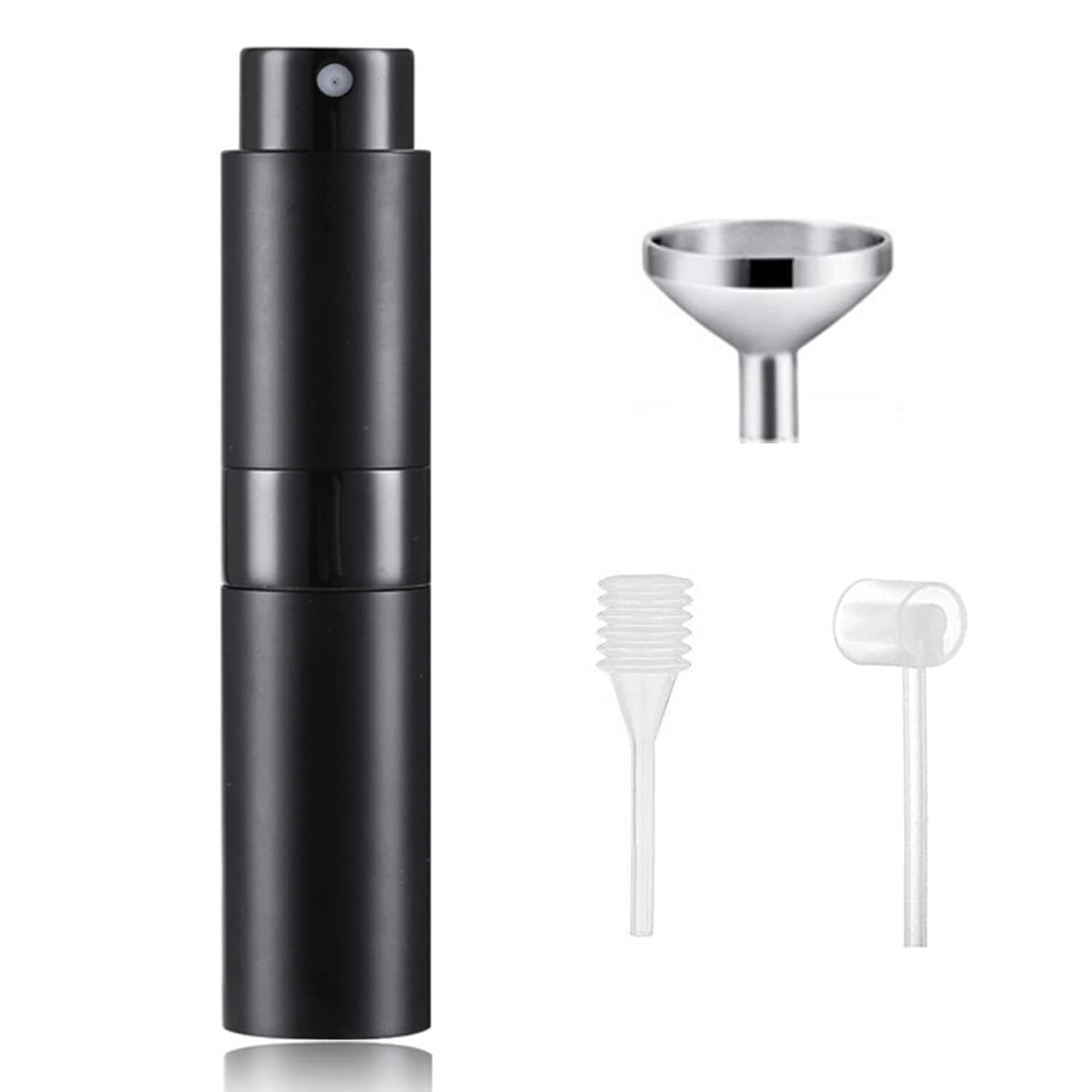 SONGQEE 8ml Travel Atomiser Refillable, Mini Refillable Spray Bottle, Upgraded Perfume Atomizer Pod and Refill Pump for Outdoor Traveling (Black)
