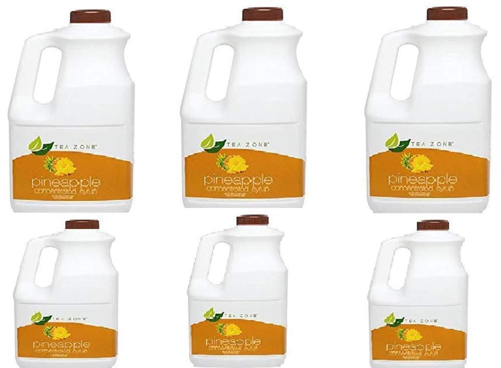 Pineapple Tea Zone Syrup (6-Pack) Concentrated Syrup Flavoring 64 Fl. Oz, Mix & Make Slushies, Smoothies, Juices, Tapioca, Boba, Flavored Tea, Frozen Yogurt and Alcoholic Cocktails