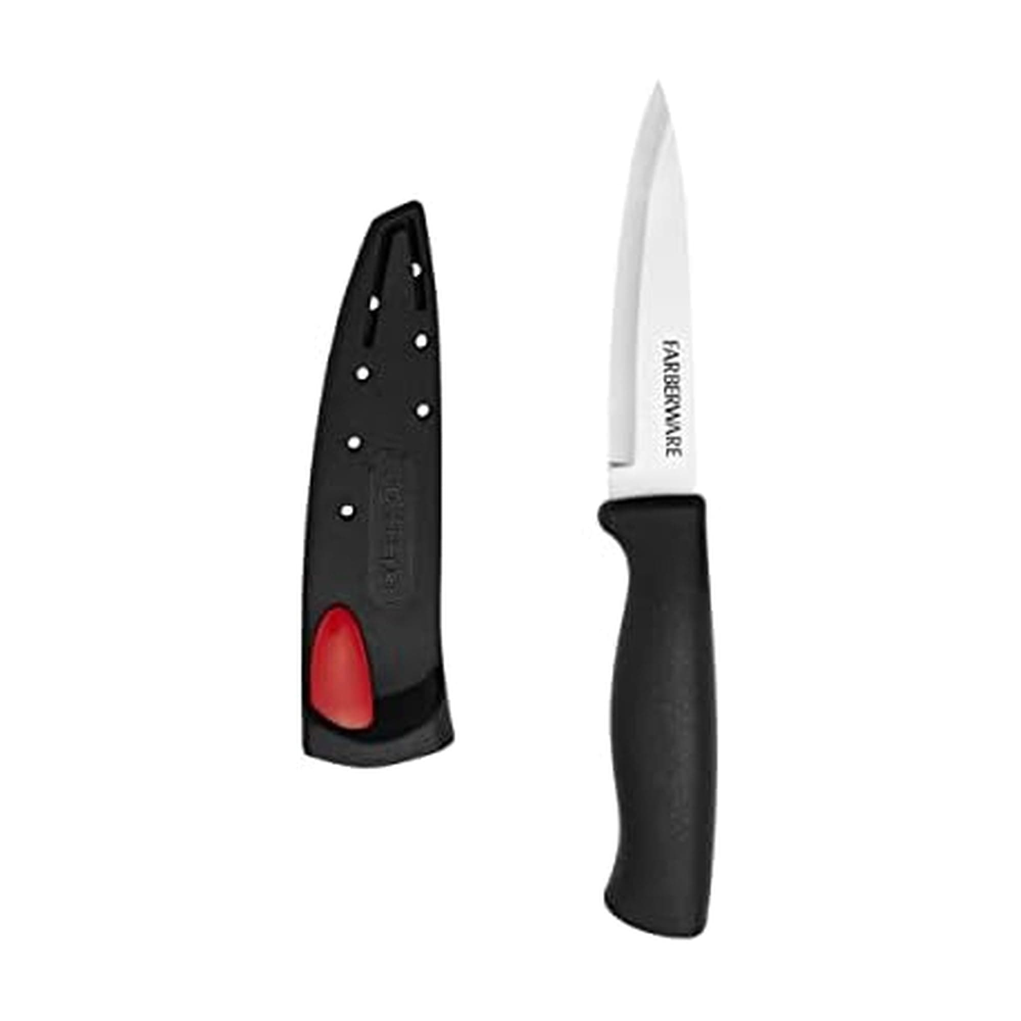 Farberware Edgekeeper 3.5-Inch Paring Knife with Self-Sharpening Blade Cover, High Carbon-Stainless Steel Kitchen Knife with Ergonomic Handle, Razor-Sharp Knife, Black