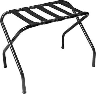 Luggage Rack, Metal Suitcase Stand, X-Type Folding Luggage Stand, Heavy-Duty Luggage Holder for Guest Room, Bedroom, Hotel, Holds up to 110 lb, Black