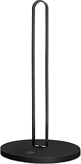 Black Paper Towel Holder - Wooden Countertop Stand with Non-Slip Base, Modern Kitchen Paper Dispenser for Home or Office