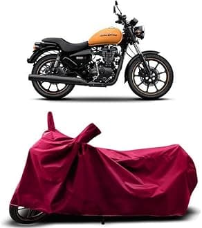 DUFFEL-Two Wheeler Bike Body Cover Compatible for Royal Enfie Thunderbird 500x Heat Protectio/UV-Rays/Birds Dropping/DustProof/Waterproof Indoor Outdoor and Parking Full Body Protection [MAHROON]