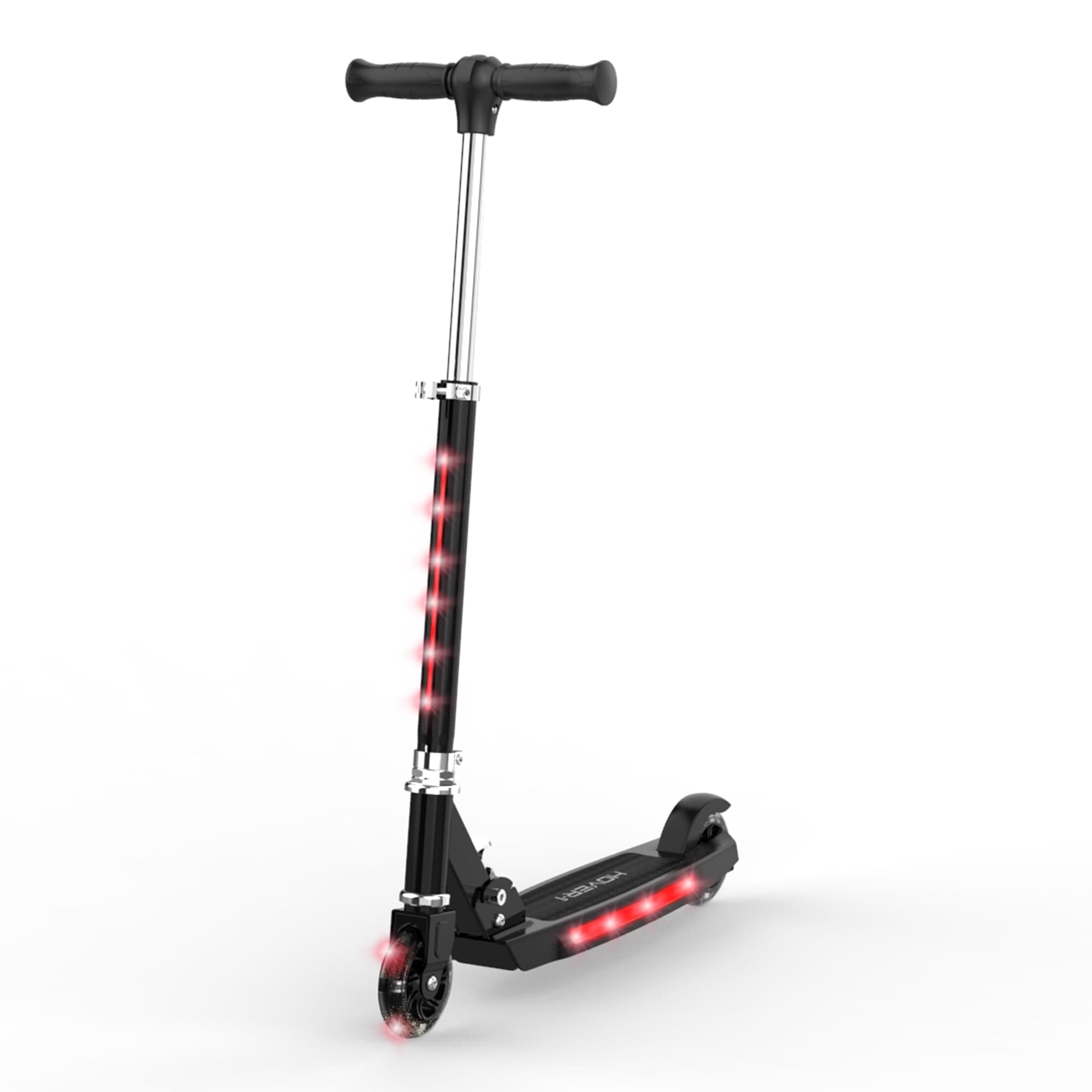 Hover-1 Lunar Kids Folding Kick Scooter with Color-Changing LED Light Up Wheels, Foot Brake, Adjustable Height Handle, and Light Weight Design