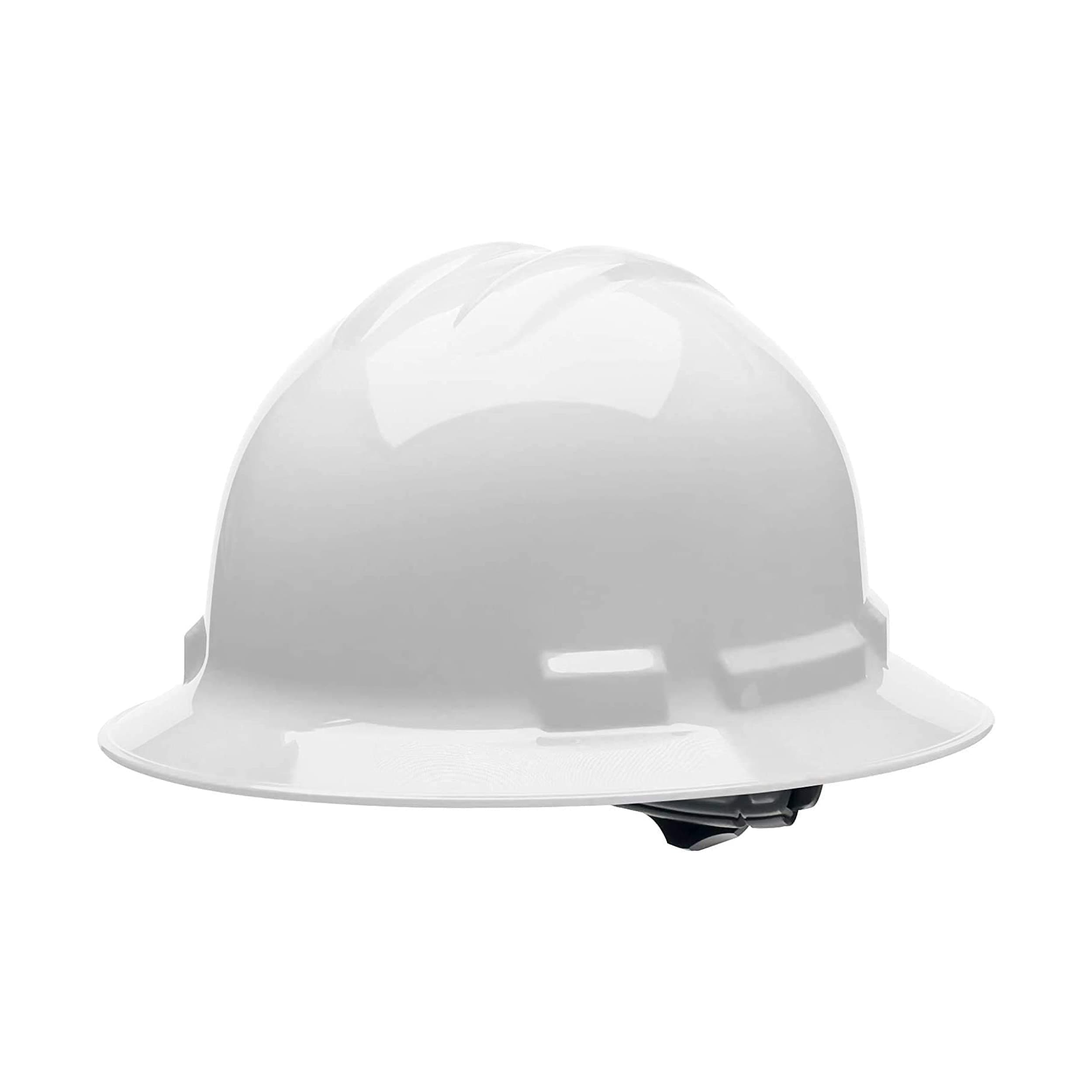 4 pt. Full Brim Hard Hat, Glossy Construction Hard Hat for Safety, Includes Poly Brow Pad and Flexible Attachment Points - OSHA/ANSI Compliant (1 Pack, White)