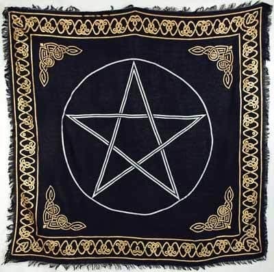 Gold Bordered Pentagram Altar Cloth 36" x 36"