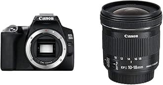 Canon EOS 250D Body - Black With Canon EF-S10-18 mm f/4.5-5.6 IS STM Lens - Black