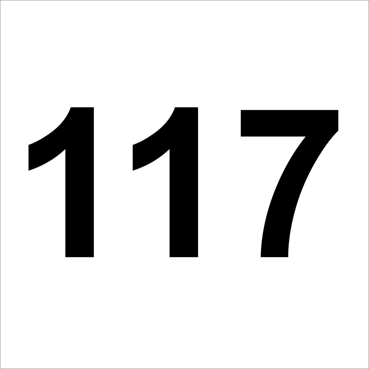 3 x black wheather-proof number decals in high qualitiy, number" 117 " , 10 cm high, without background, numbers, garbage can, rubbish bin, number decals, house number,mailbox, decals, stickers