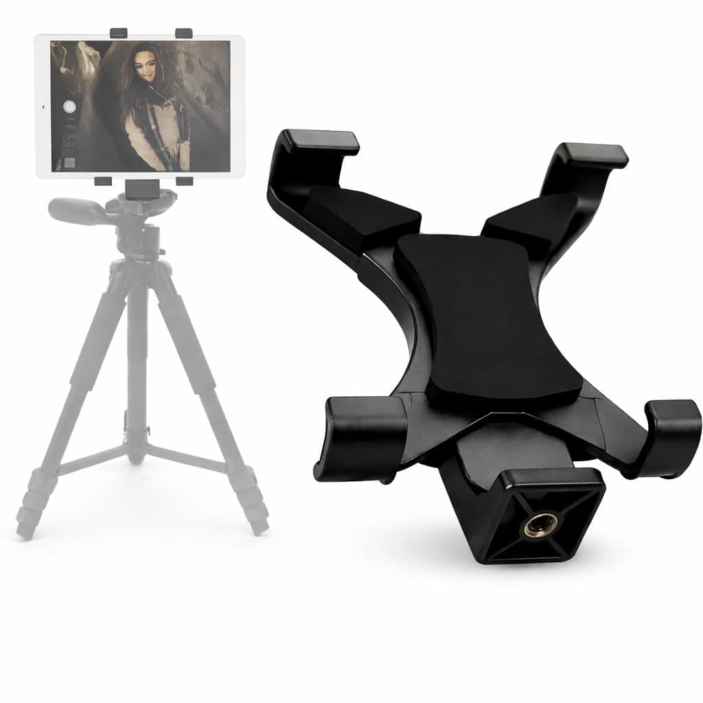 Universal Tablet Tripod Holder Mount Adapter for iPad, Pro 11,Air 11,Galaxy Tab,Microsoft Surface Up to 8" Vertically Or 11" Horizontally & Many More Tablets Compatible with Tripod/Monopod