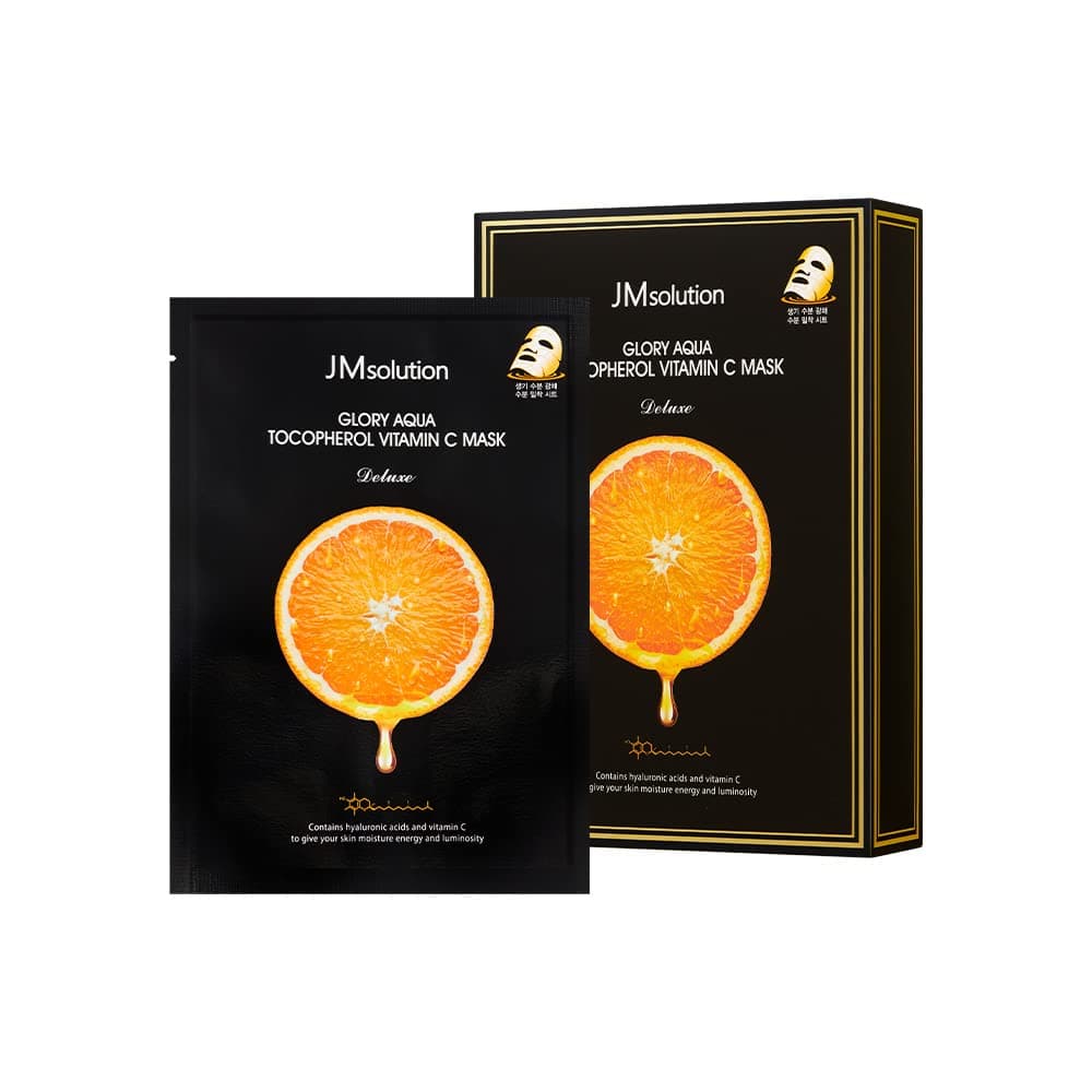 JMsolution Glory Aqua Tocopherol Vitamin C Mask -Hyaluronic acids-Vitamine C, E -Moisture Hydrating elasticity care skin vitality for all skin type