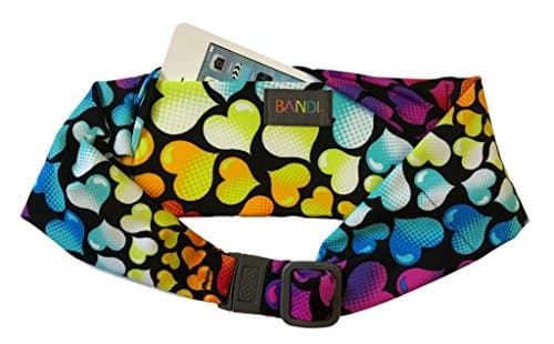 BANDI Unisex Secure Pocket Belt Storage with Adjustable Straps for Small Medical Devices or Snacks, Kid's Size (Neon Hearts)