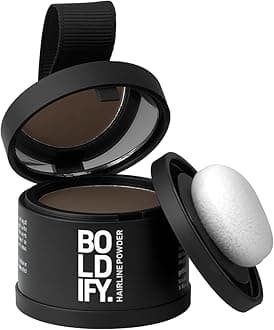 – BOLDIFY Hairline Powder, Instantly Conceals Hair Loss and Fills In Receding Hairlines, and Wide Parts, Stain-Proof 48 Hour Formula for Hair & Beard, Root Concealer & Gray Hair Coverage (Medium Brown)
