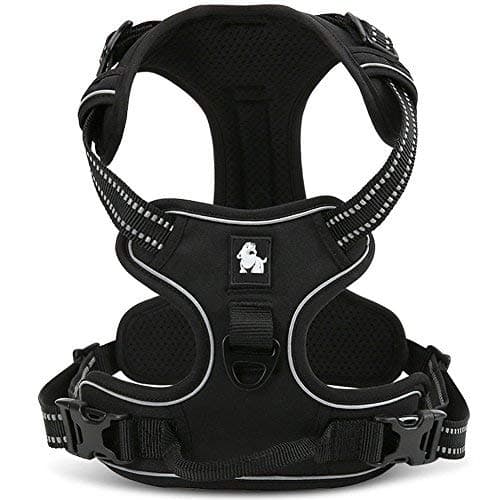 fiE FIT INTO EVERYWAY Range Of Front Side No Pull Dog Harness Outdoor Adventure 3M Reflective Pet Vest with Handle Adjustable Protective Nylon Walking Pet Harness (Black M)