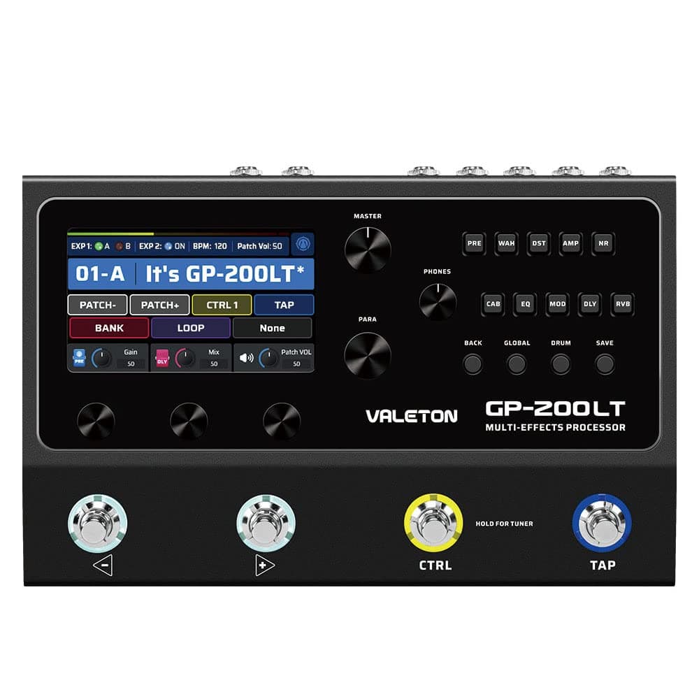 GP-200LT Multi Effects Pedal Multi Effects Processor Guitar Effects Pedal Bass Pedal Amp Modeling IR Cabinets Simulation Multi-Effects with FX Loop MIDI I/O Stereo OTG USB Audio Interface