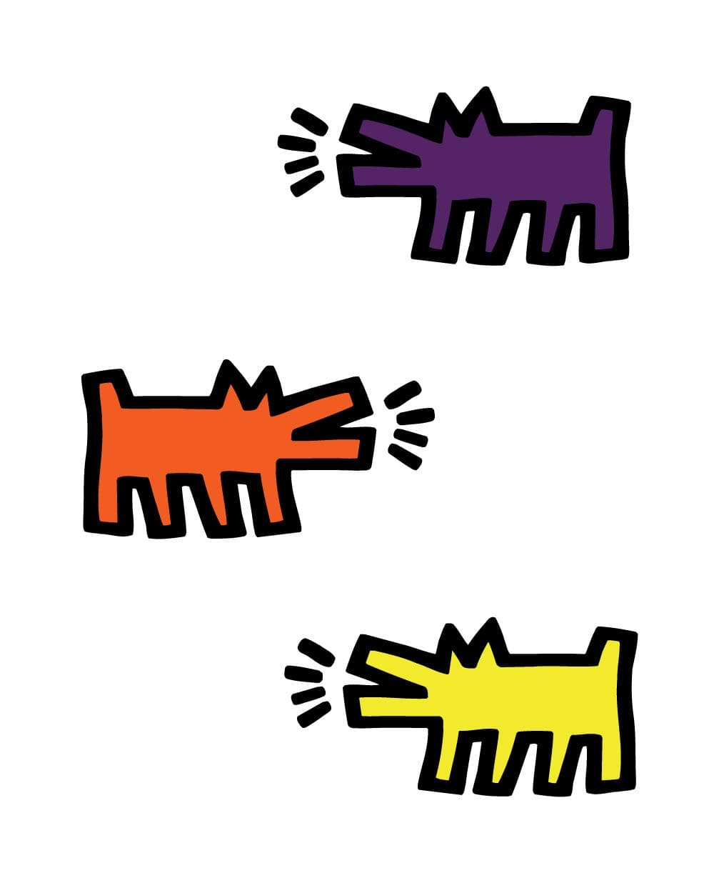 BLIK Barking Dogs Removable Wall Decals | Officially Licensed Art | Assorted Colors | Set of 3 Decals | 22 x 11 Inches