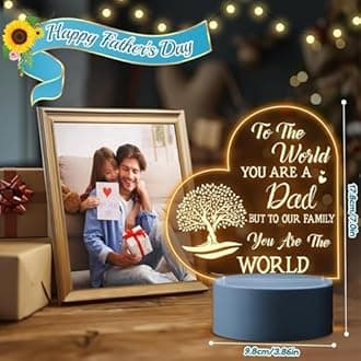 Gifzy Gift for Dad- Delicate Dad Birthday Gifts from Daughter Son - Acrylic Night Light LED Bedside Lamp - Ideal Thanksgiving Fathers Day Birthday