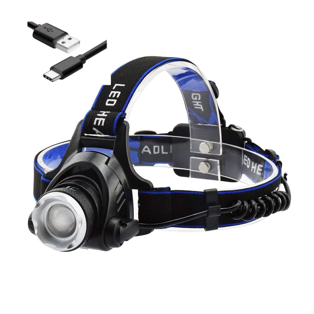 Head Torches LED Headlamp Headlight USB Head Torch Rechargeable,LED Head Lamp Bright,Waterproof,Zoomable,3 Modes,Headlamps XML-T6 Headlamp,for Camping,Hiking,Include 18650 Battery
