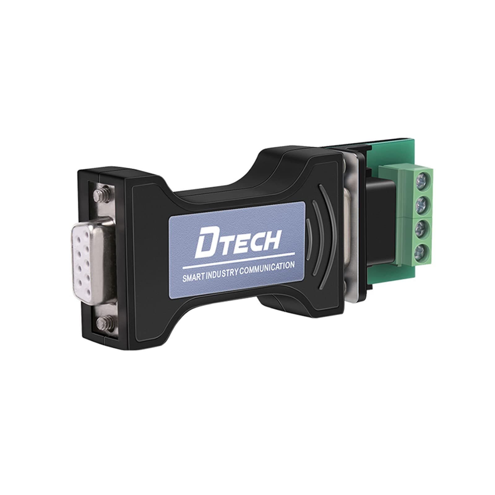 DTECH RS232 to RS485 Serial Converter Adapter with 4 Position Terminal Block for Industrial Long Haul Communication Data Supports 600W Anti-Surge