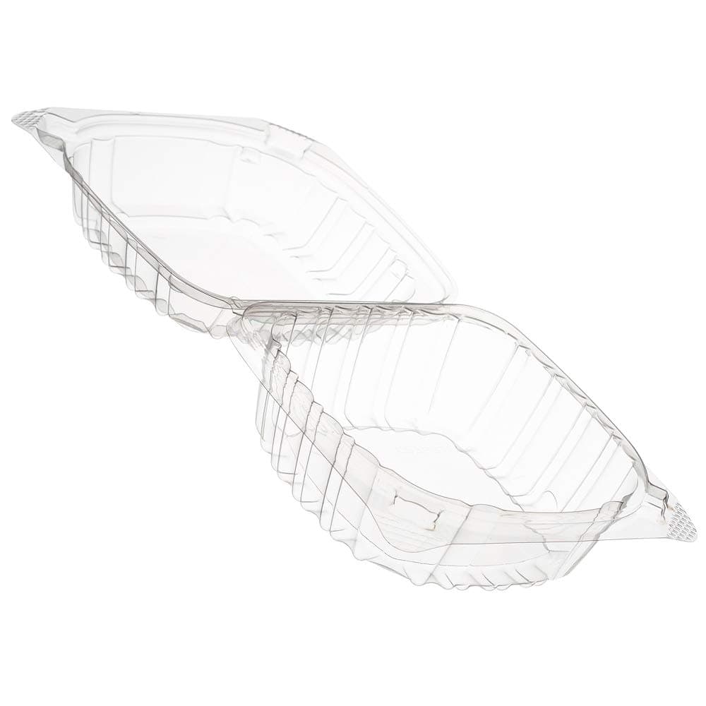 Tezzorio(25 Pack) 5x5x3 Clear Hinged Take-Out Containers with Snap-On Corners, ClearSeal Clear Hinged Lid Plastic Container, Stackable Clamshell Containers