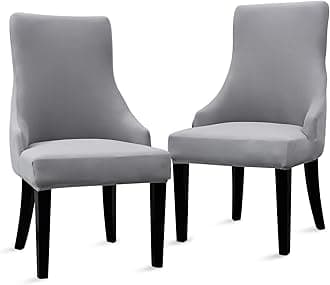 Liykimt Stretch Wingback Side Chair Slipcover with Arms-Armless Accent Chair Cover,Removable Soft Spandex Upholstered Arm Dining Chair Protector with Nailed Trim for Dining Room Banquet Home Decor