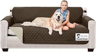 Couch Slip Covers for Dogs, Reversible Furniture Protector with Strap, Stain and Tear Resistant Cushion Cover, 70 inch Seat, Machine Washable Slipcover Pets, Cats, Chocolate Beige