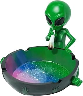 Alien Smoking Ashtray, Galaxy Inspired Alien Smoking Ashtray 4 inches, Multicolor (Alien Ashtray)