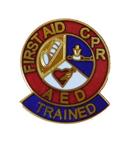 1 inch First Aid CPR AED Trained Pin - 10 Pack