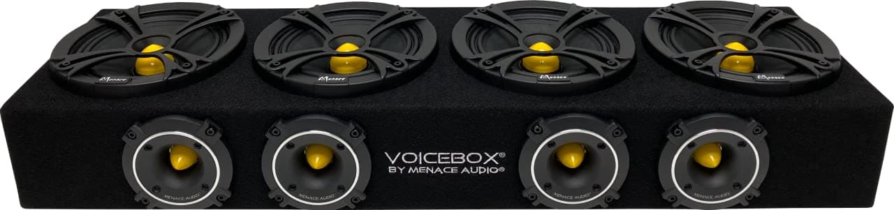 MENACE AUDIO Car Audio Midrange Enclosure 4 x 6.5 2000Watts VOICEBOX (MA-VB6525-4Y) Yellow